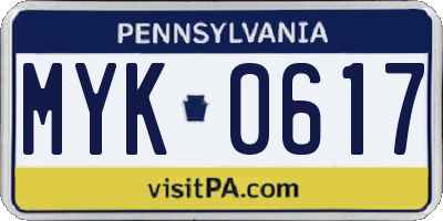PA license plate MYK0617