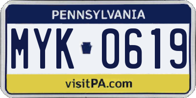 PA license plate MYK0619
