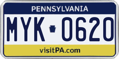 PA license plate MYK0620