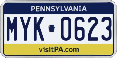 PA license plate MYK0623