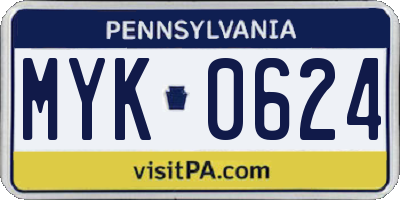 PA license plate MYK0624