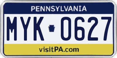 PA license plate MYK0627