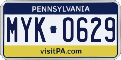 PA license plate MYK0629