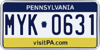 PA license plate MYK0631