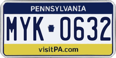PA license plate MYK0632