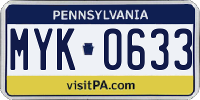 PA license plate MYK0633