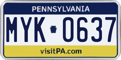 PA license plate MYK0637