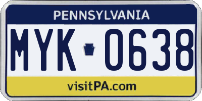 PA license plate MYK0638