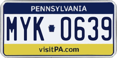 PA license plate MYK0639