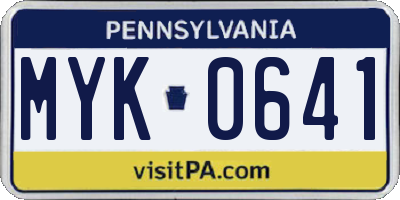 PA license plate MYK0641