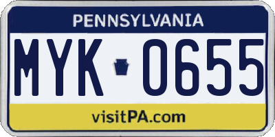 PA license plate MYK0655