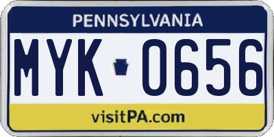 PA license plate MYK0656