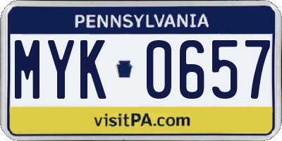 PA license plate MYK0657