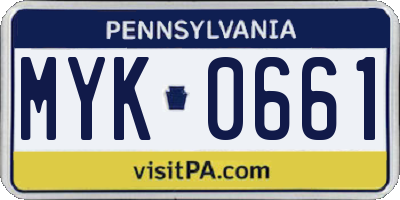 PA license plate MYK0661