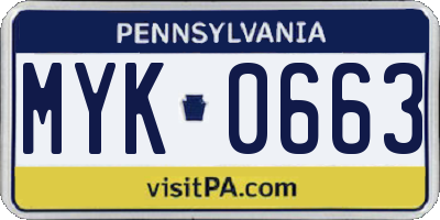 PA license plate MYK0663