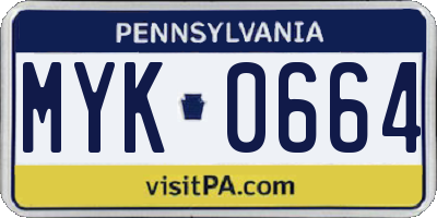 PA license plate MYK0664