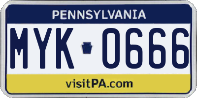 PA license plate MYK0666