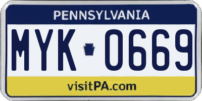 PA license plate MYK0669