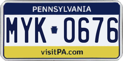 PA license plate MYK0676