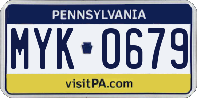 PA license plate MYK0679