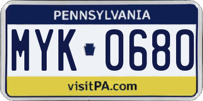 PA license plate MYK0680