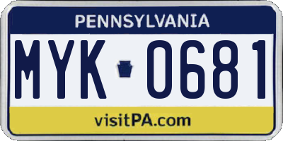 PA license plate MYK0681
