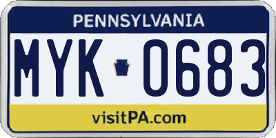 PA license plate MYK0683