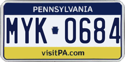 PA license plate MYK0684