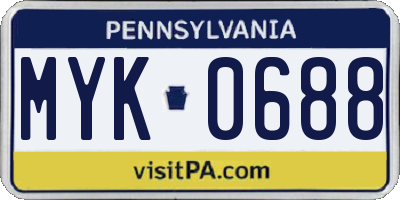 PA license plate MYK0688