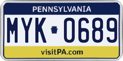 PA license plate MYK0689