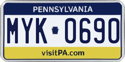 PA license plate MYK0690