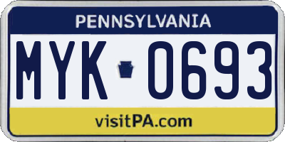 PA license plate MYK0693