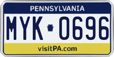 PA license plate MYK0696
