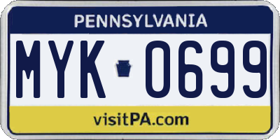 PA license plate MYK0699