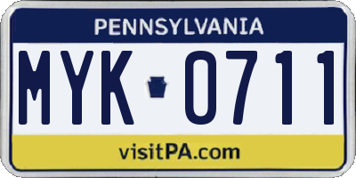 PA license plate MYK0711