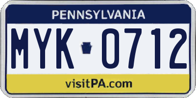 PA license plate MYK0712