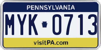 PA license plate MYK0713
