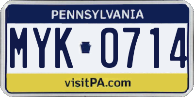 PA license plate MYK0714