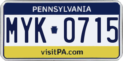 PA license plate MYK0715