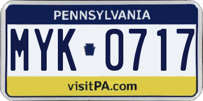 PA license plate MYK0717