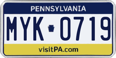 PA license plate MYK0719