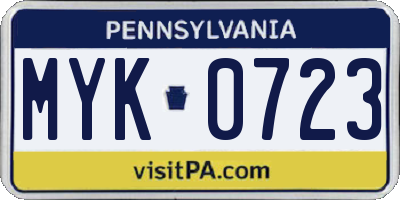 PA license plate MYK0723