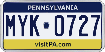 PA license plate MYK0727