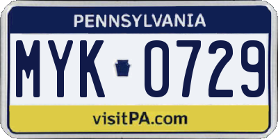 PA license plate MYK0729