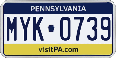 PA license plate MYK0739