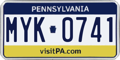 PA license plate MYK0741