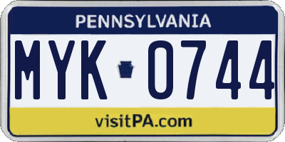 PA license plate MYK0744