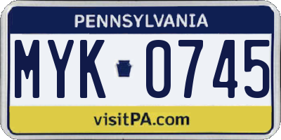 PA license plate MYK0745