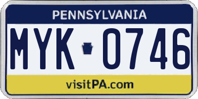 PA license plate MYK0746