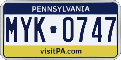 PA license plate MYK0747